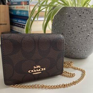Coach mini bag, dark brown monogrammed, brand new
